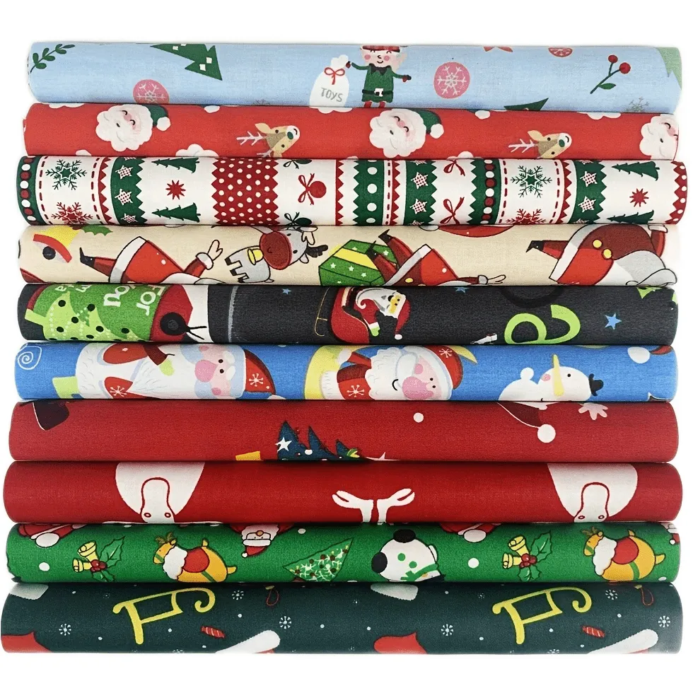 10pcs Christmas Cotton Fabric for DIY Handmade Decorations