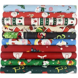 10pcs Christmas Cotton Fabric for DIY Handmade Decorations