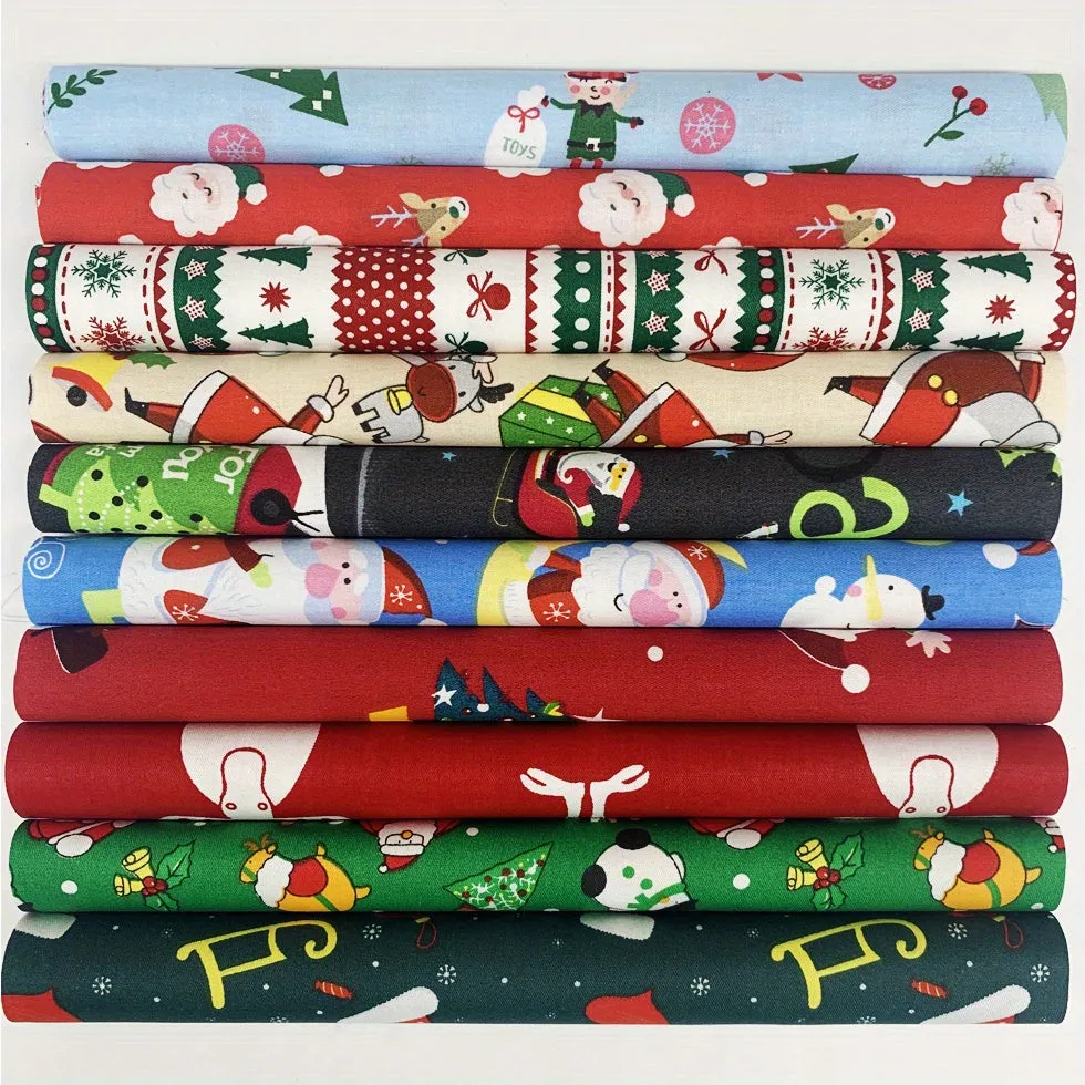10pcs Christmas Cotton Fabric for DIY Handmade Decorations