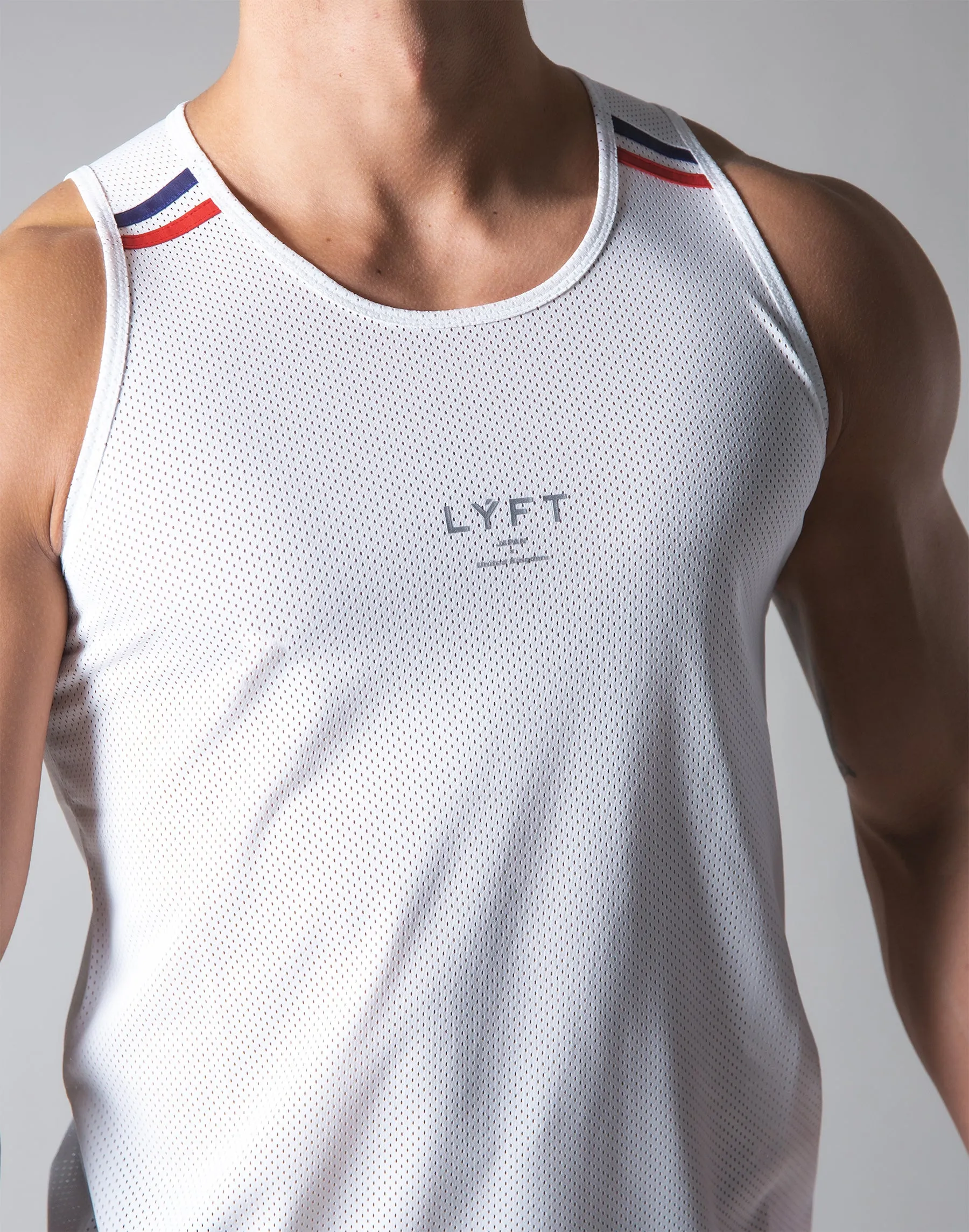 2 Line Mesh Tanktop - White