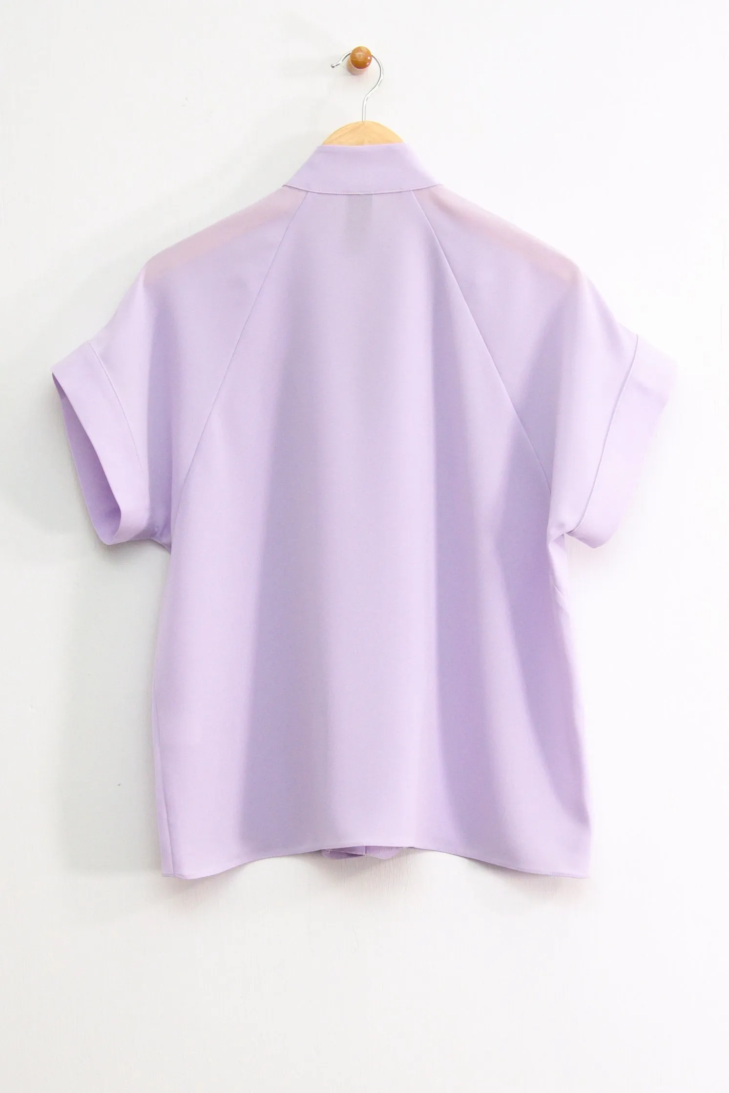 25" Oversized Short Sleeve Cascading Collar Blouse