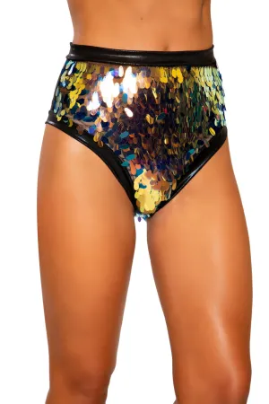 3722 - Tear Drop Sequin & Shimmer High-Waisted Shorts