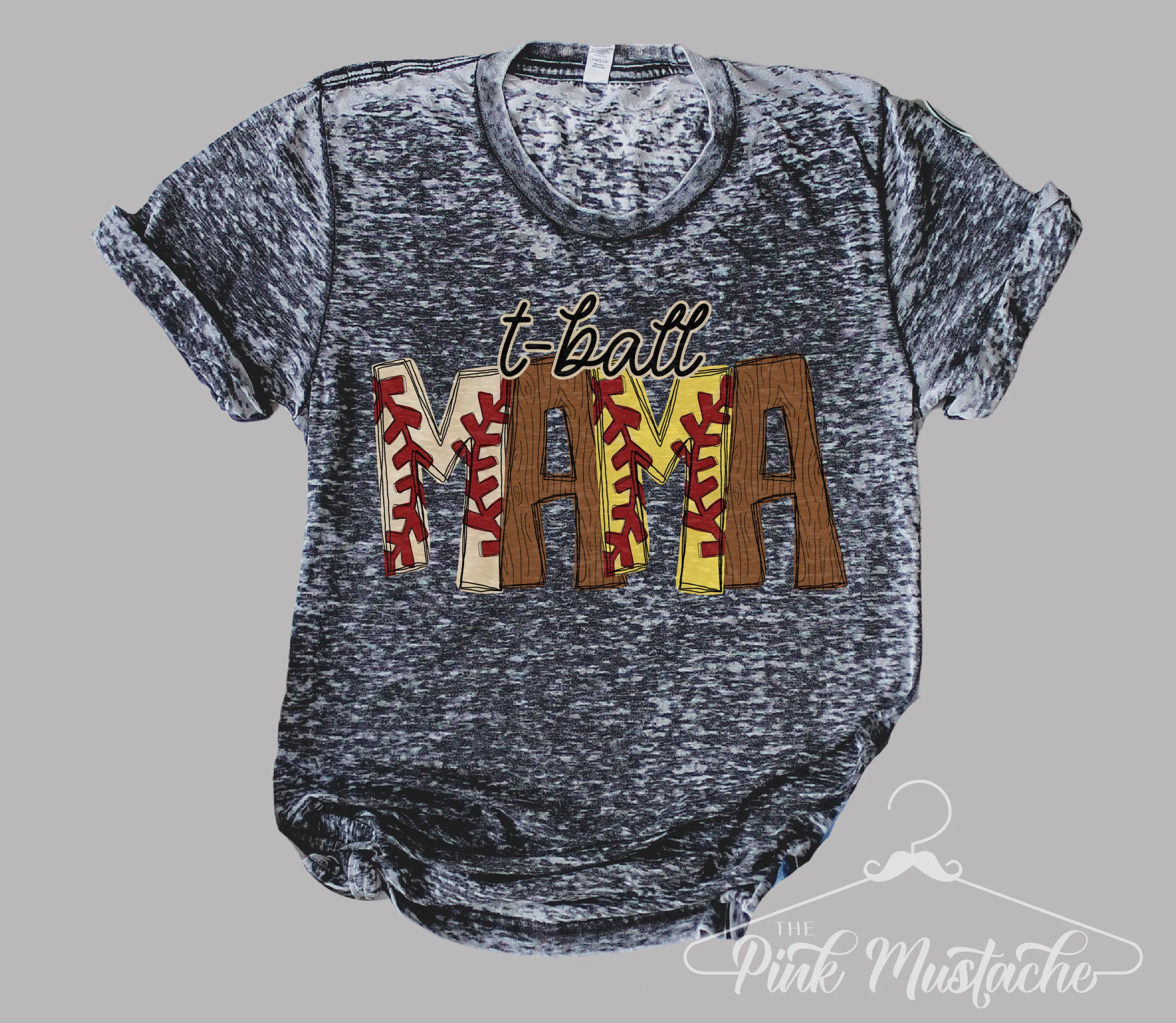 Acid Washed T-Ball Mama Tee/ Super Cute Dyed Tees - Unisex Sized/ Baseball/Softball  Life