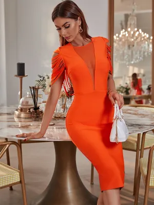 Amy Fashion - Bodycon Elegant Sexy Tassel Evening Party Club Dress