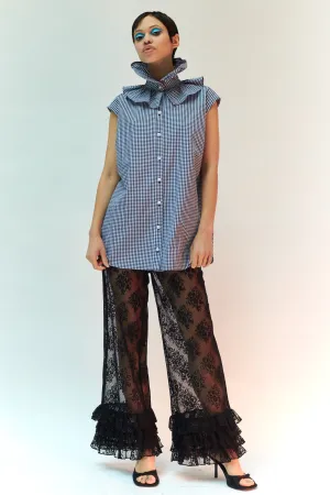 Apollo Sleeveless Blouse in Black and White Gingham Cotton