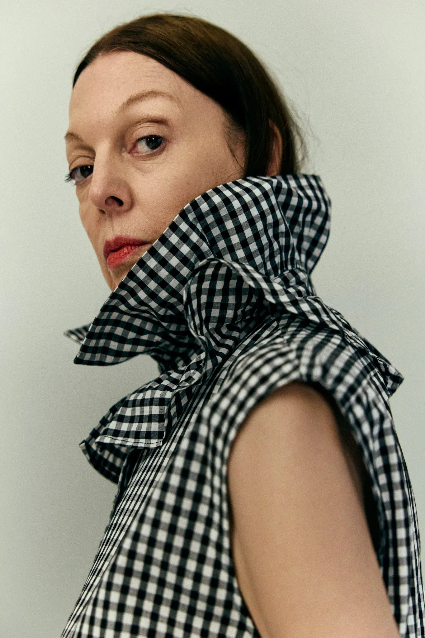 Apollo Sleeveless Blouse in Black and White Gingham Cotton
