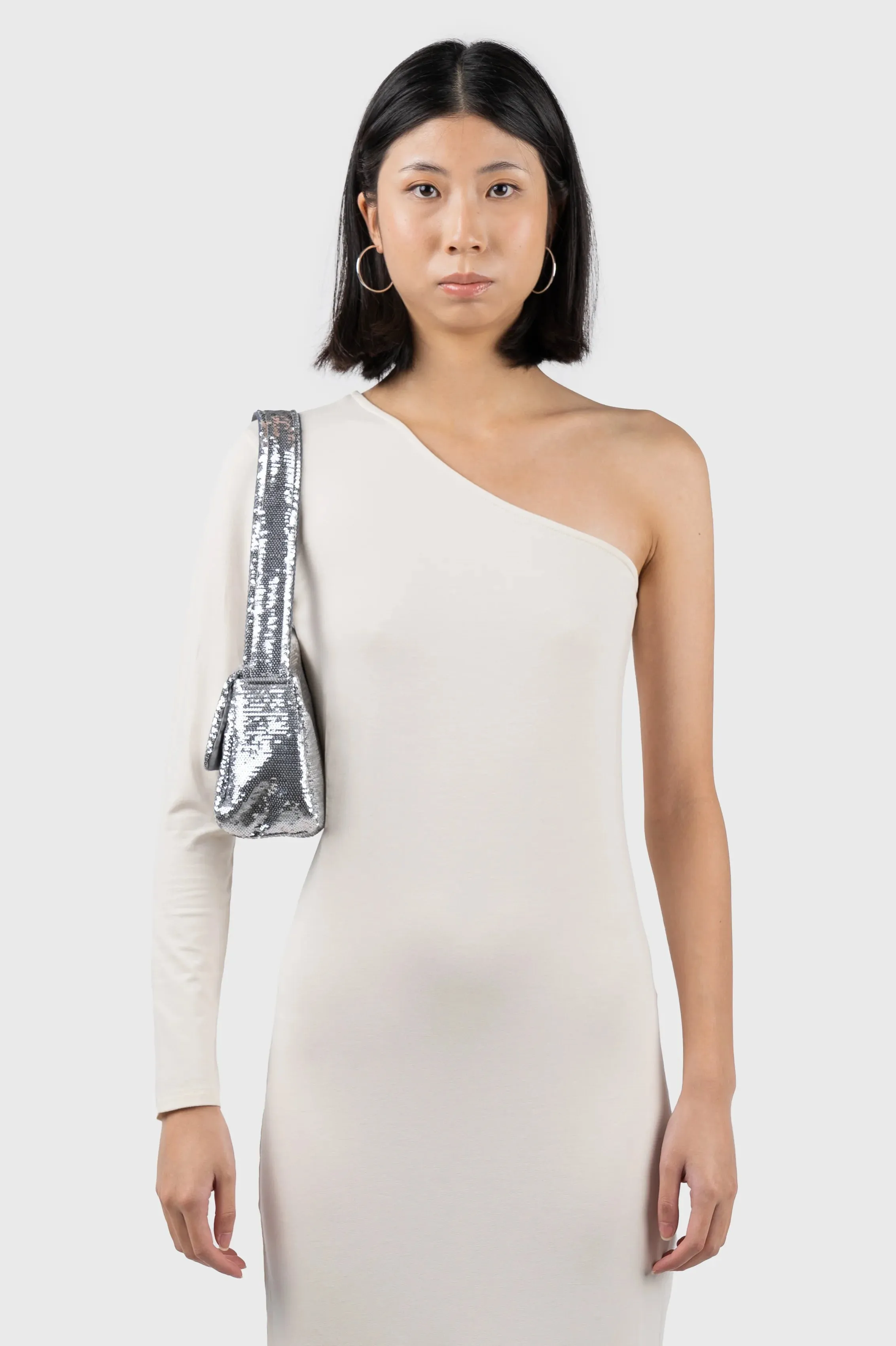 Asymmetric Long Sleeve Midi Dress