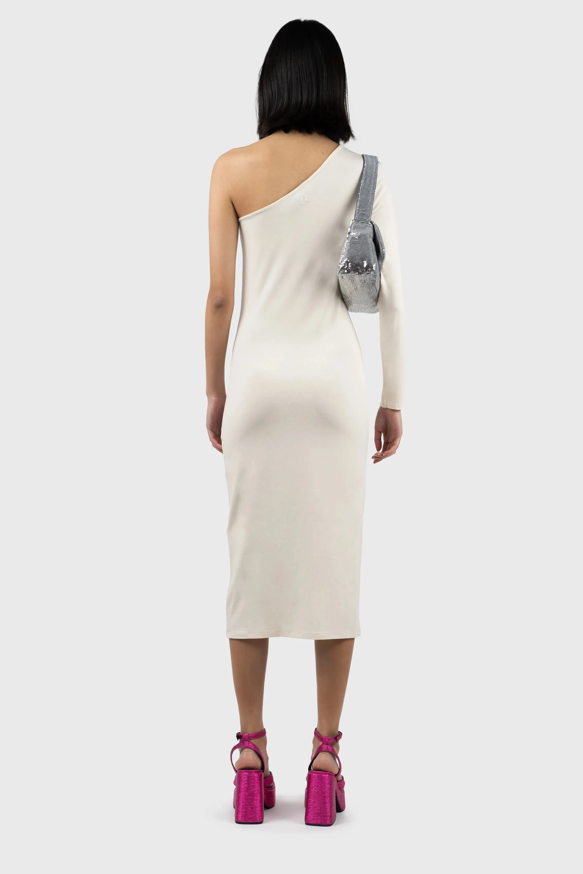 Asymmetric Long Sleeve Midi Dress