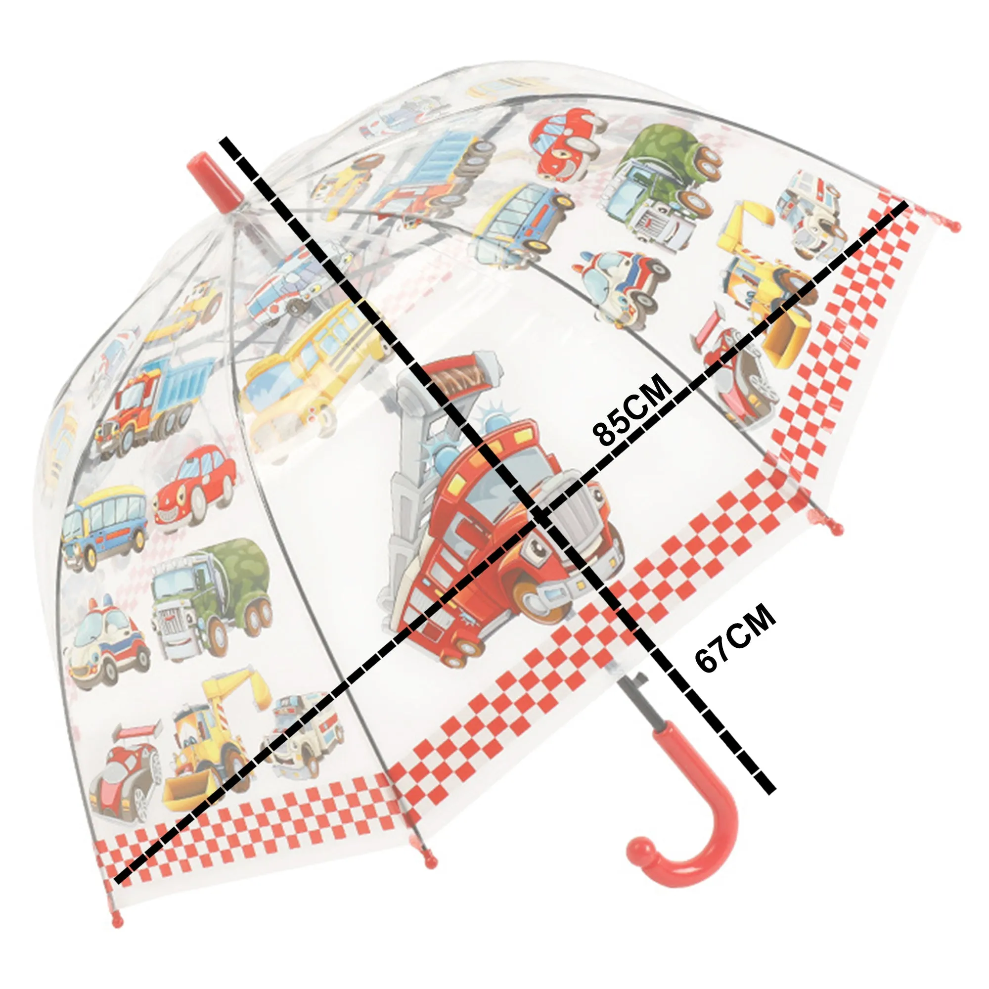 Babymoon Car Designer Transparent Automatic Kids Umbrella 2 To 10 Y | Red