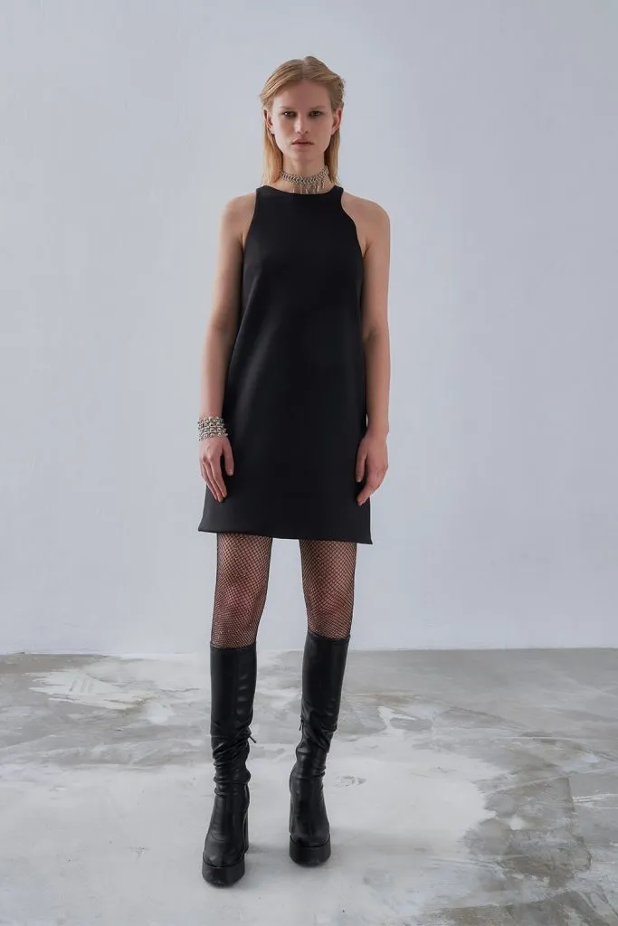 Back Detail Black Mini Dress
