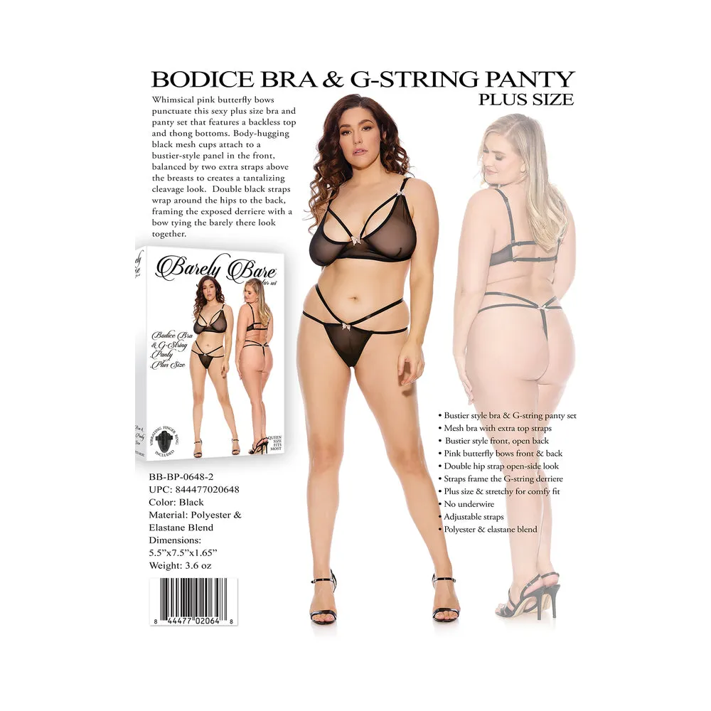 Barely B Bodice Bra/g String Ps Blk