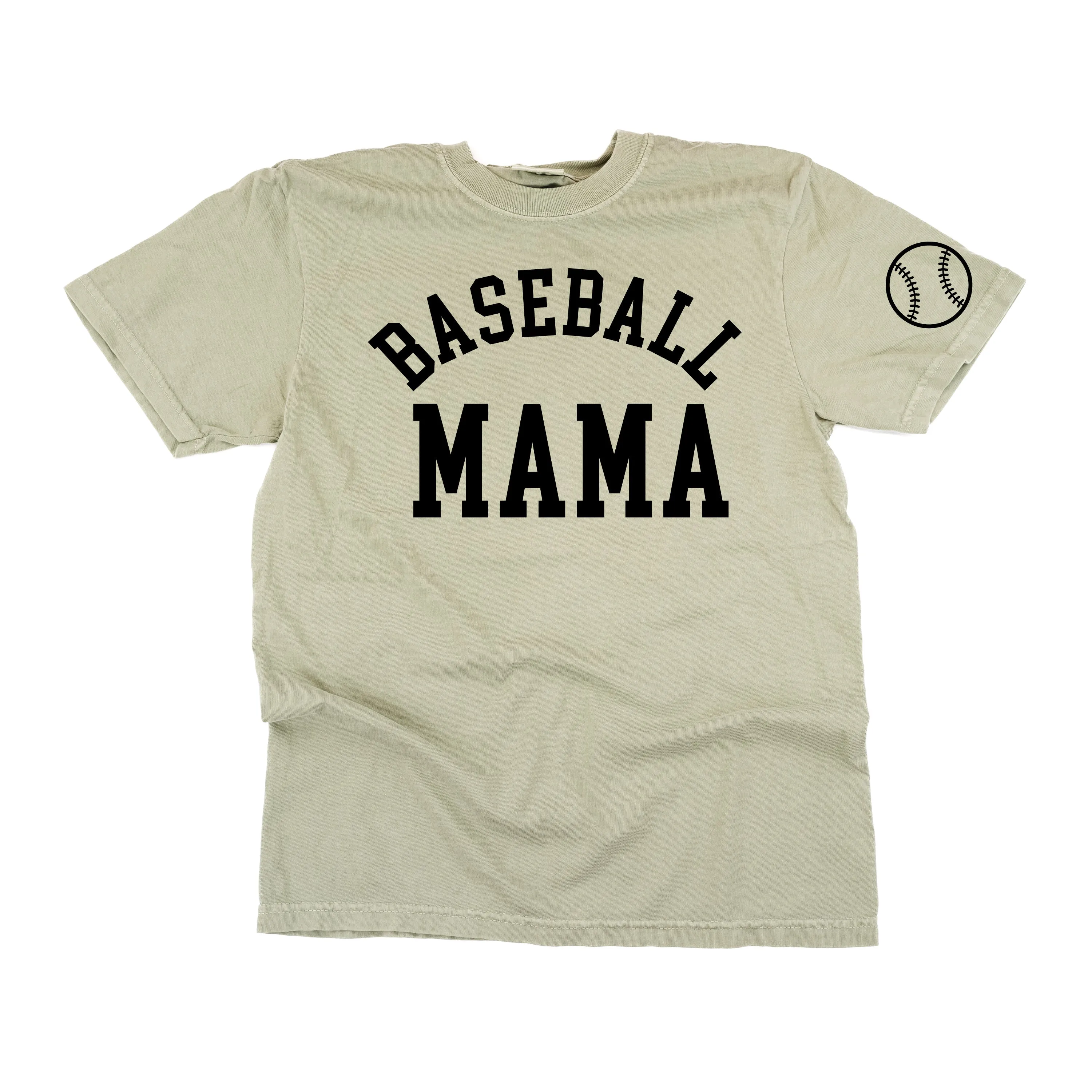 Baseball Mama - Baseball Detail on Sleeve - SHORT SLEEVE COMFORT COLORS TEE