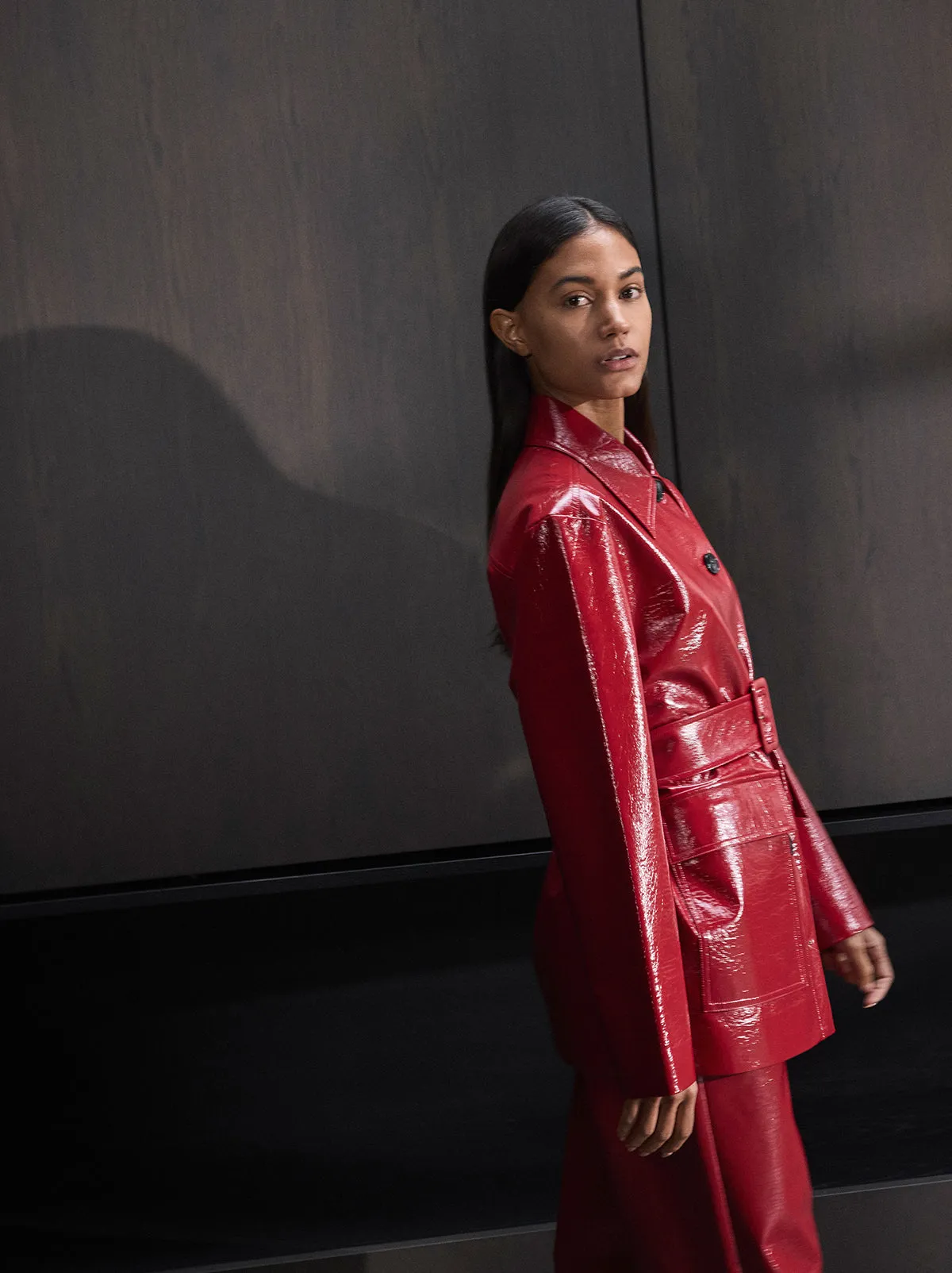 Beatrix Red Vinyl Jacket