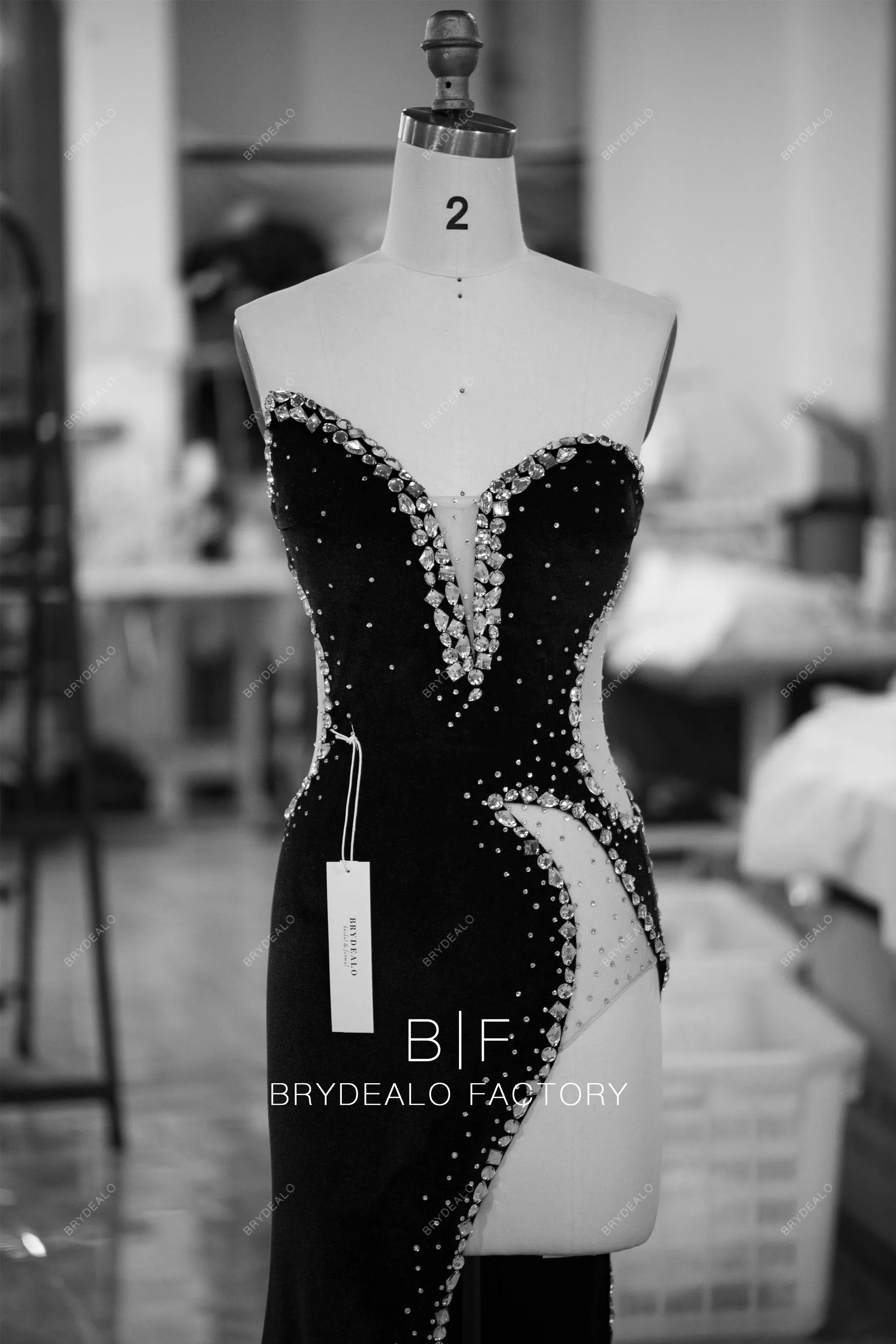 Black Asymmetric Plunging Cutout Sparkly Prom Unique Evening Dress