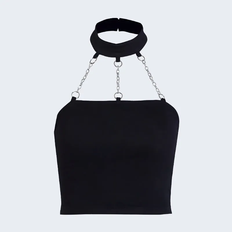 Black Top With Chain Straps
