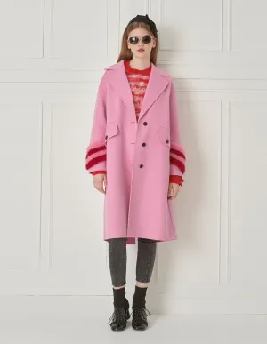 BORA AKSU Lapel Mink Fur Patchwork Sleeve Wool Coat