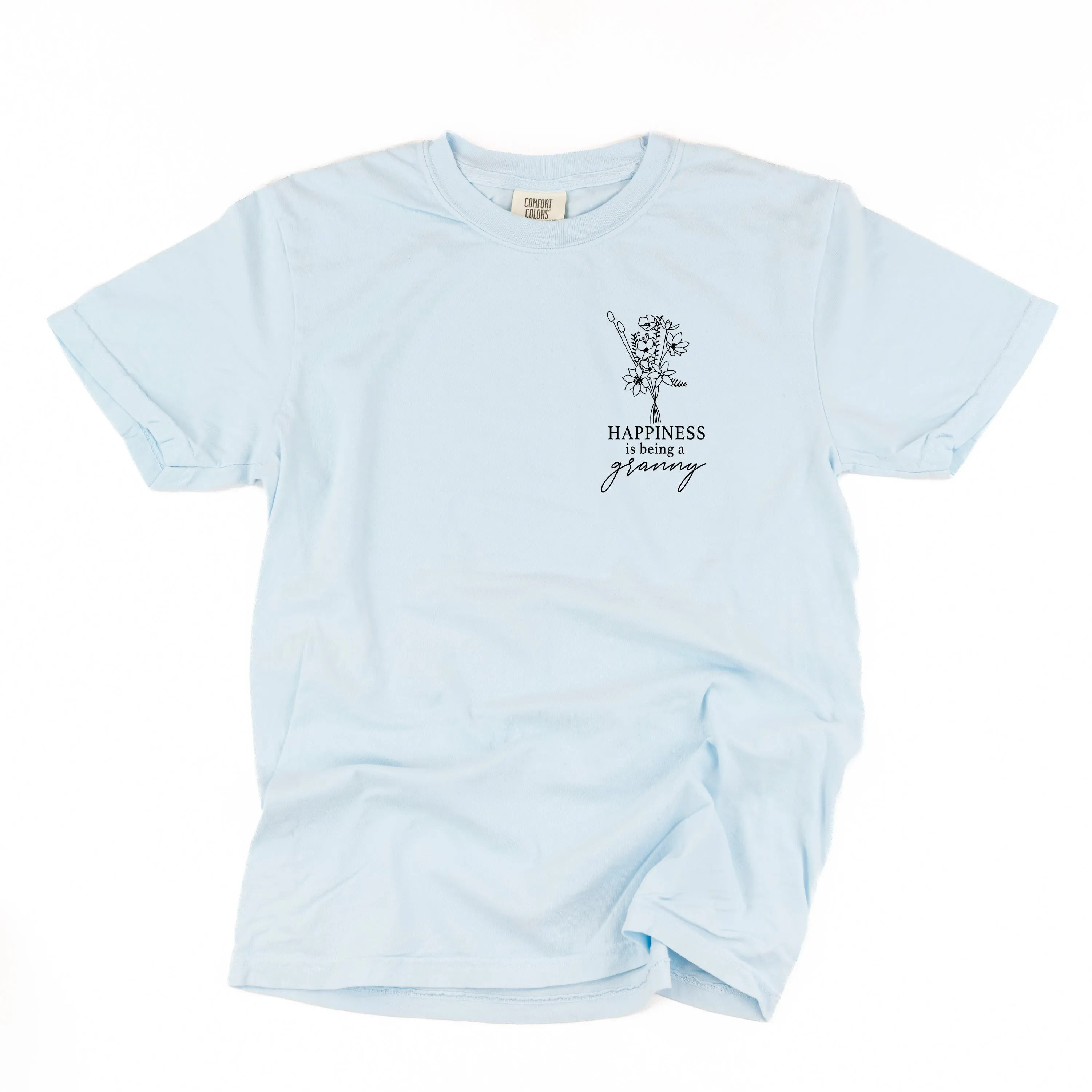Bouquet Style - Happiness is Being a GRANNY - SHORT SLEEVE COMFORT COLORS TEE