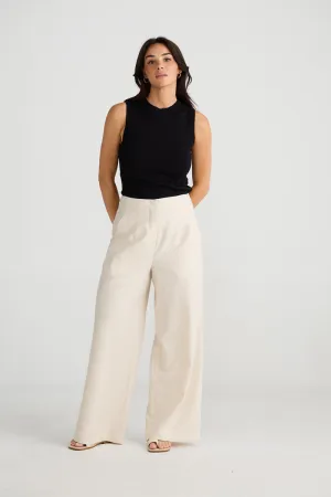 BRAVE & TRUE Dana Wide Leg Linen Trousers Natural