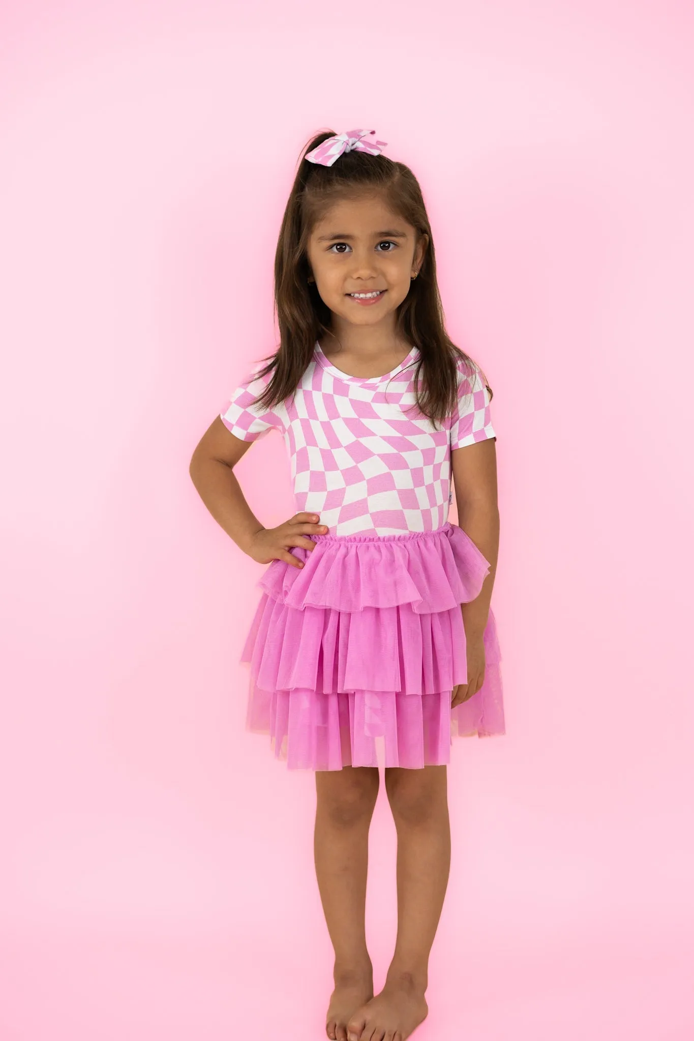 Bubblegum Wavey Checkers Dream Tutu Dress