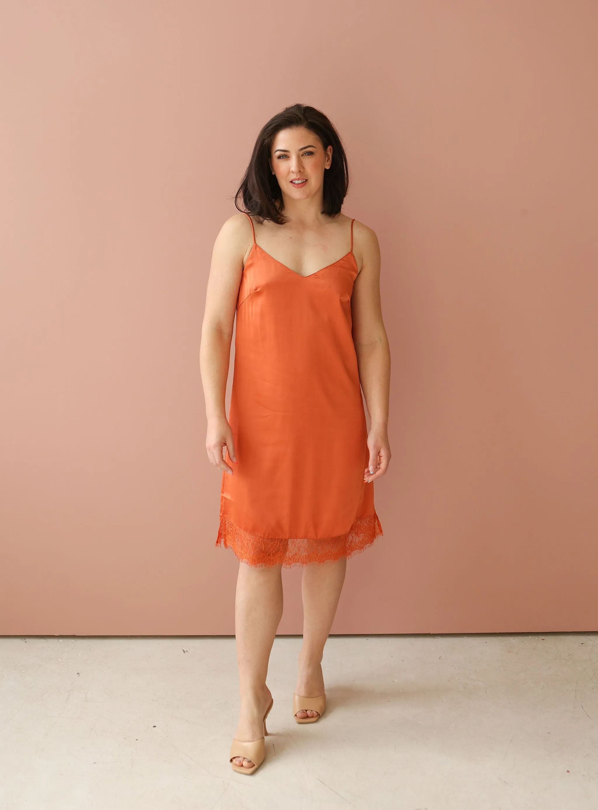 CAMERON Orange Slip Dress