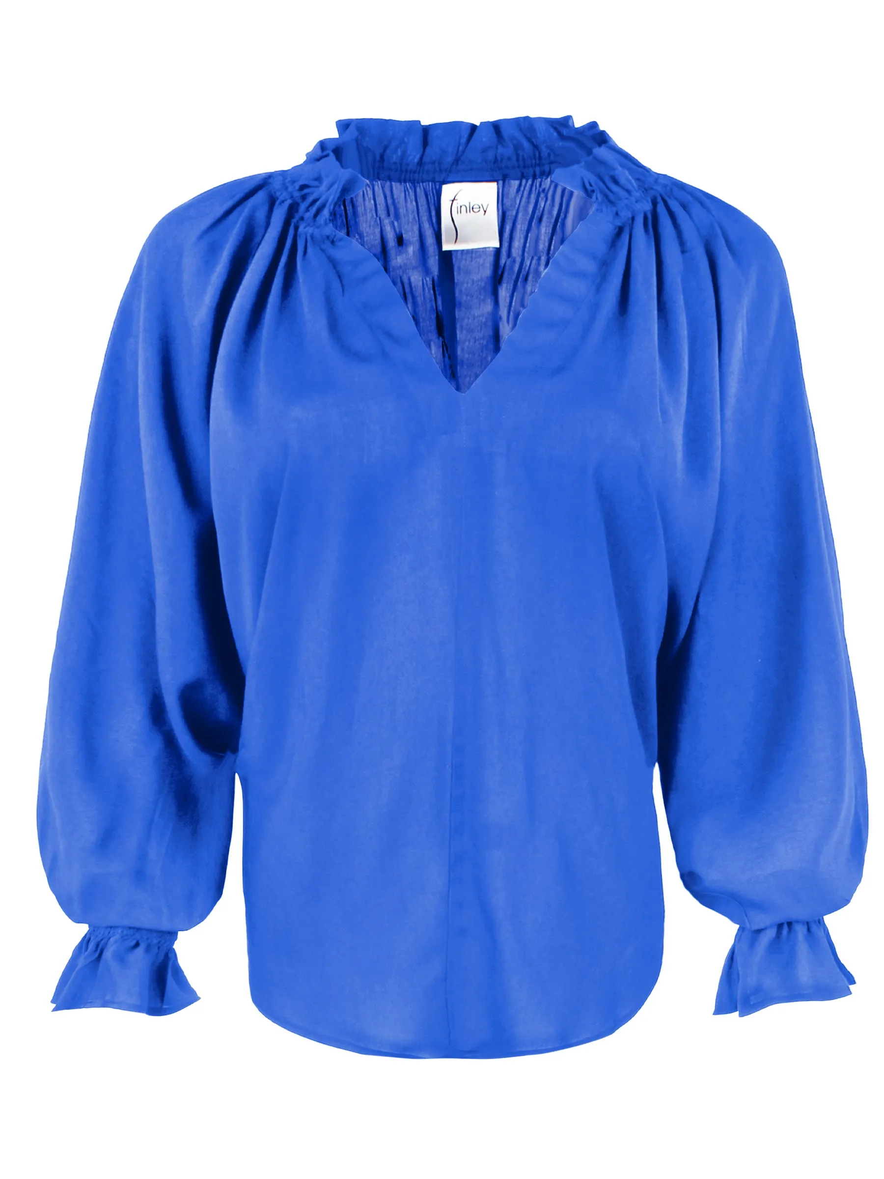 Candace Viscose Voile Popover Top Royal Blue