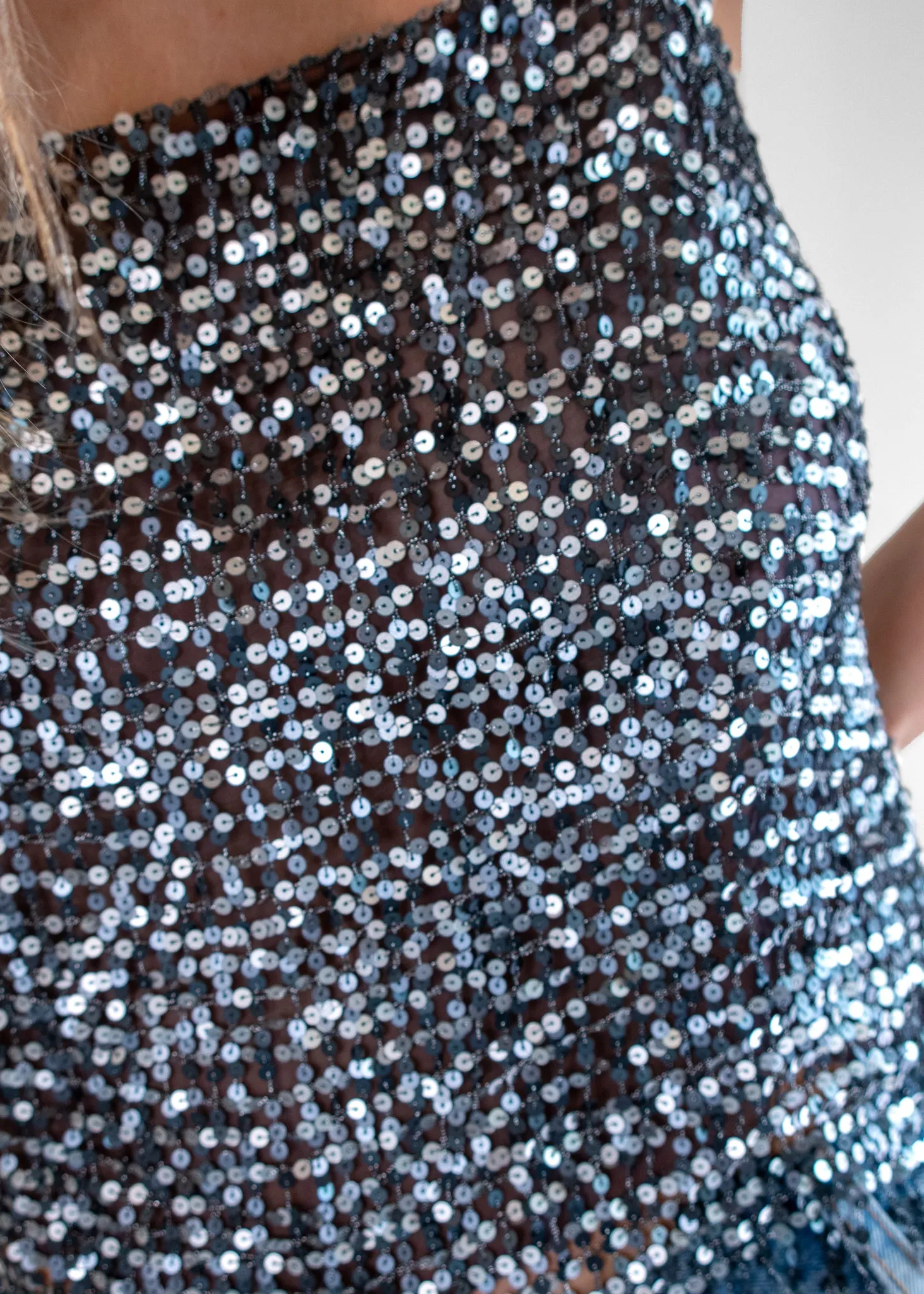 Chanel Sequin Square Neckline Crop Top