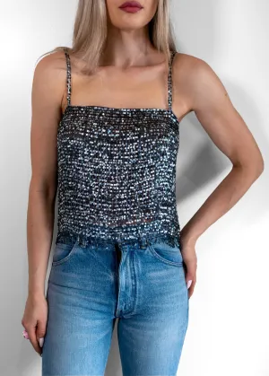 Chanel Sequin Square Neckline Crop Top