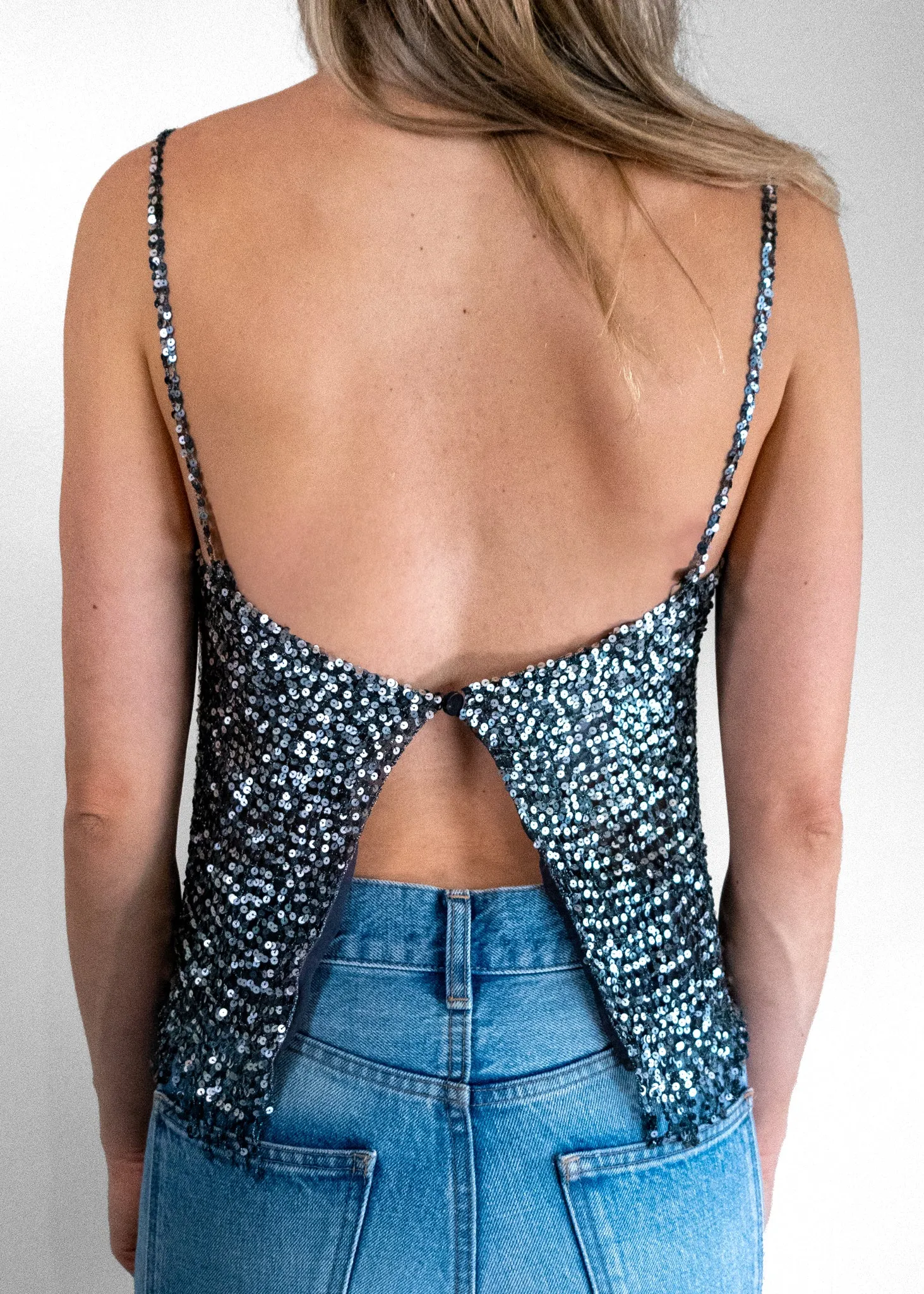 Chanel Sequin Square Neckline Crop Top