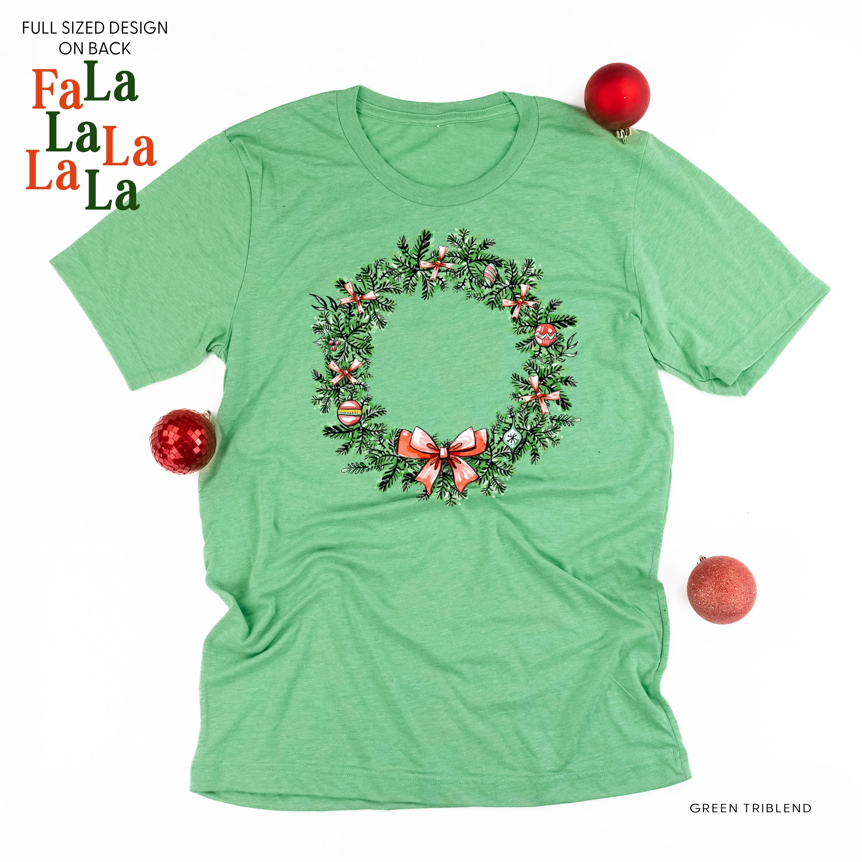 Christmas Wreath - Fa La La La La La (f&b) - Unisex Tee