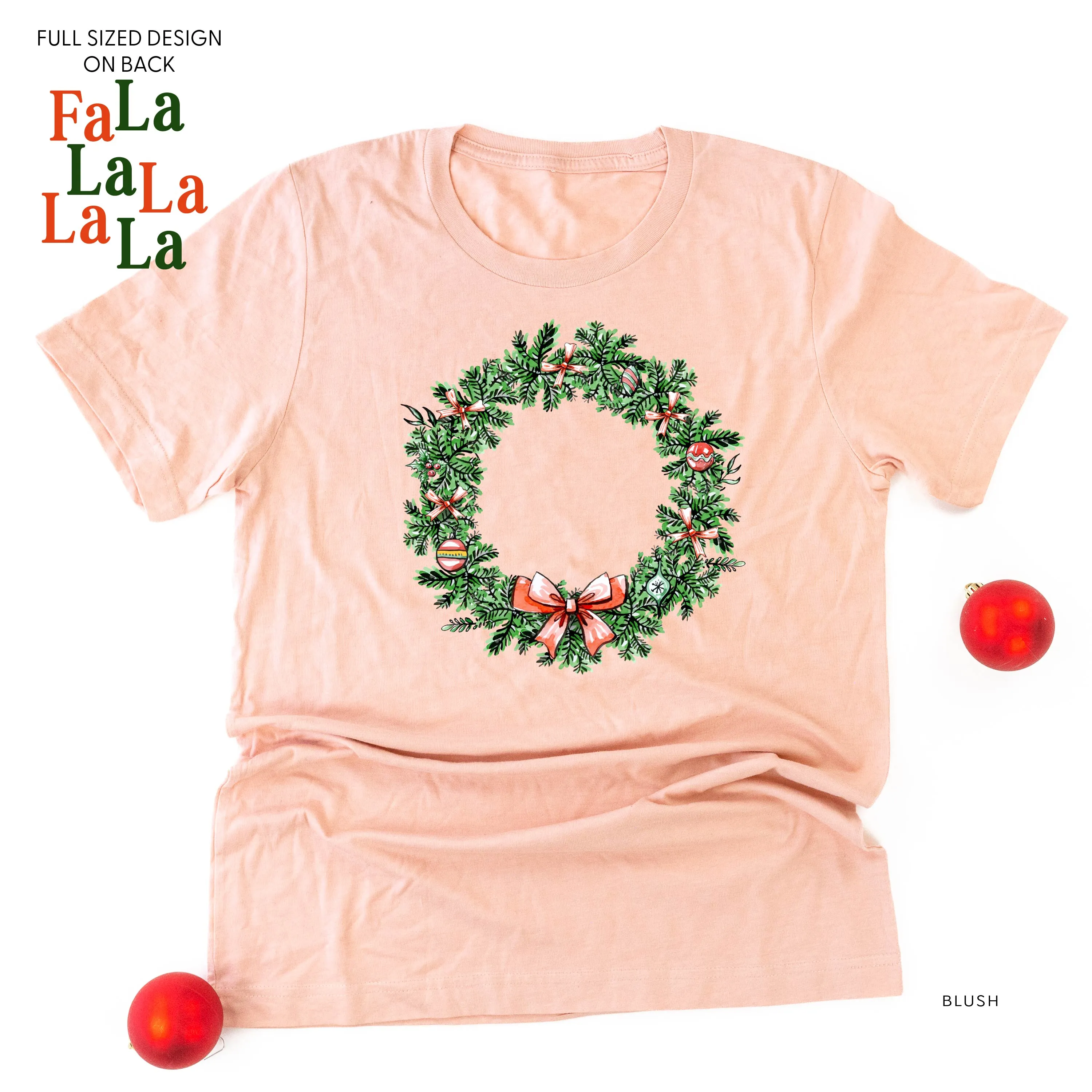Christmas Wreath - Fa La La La La La (f&b) - Unisex Tee