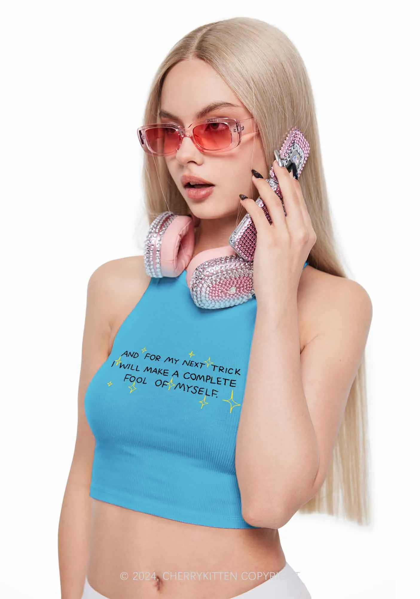 Complete Fool Of Myself Y2K Crop Tank Top Cherrykitten