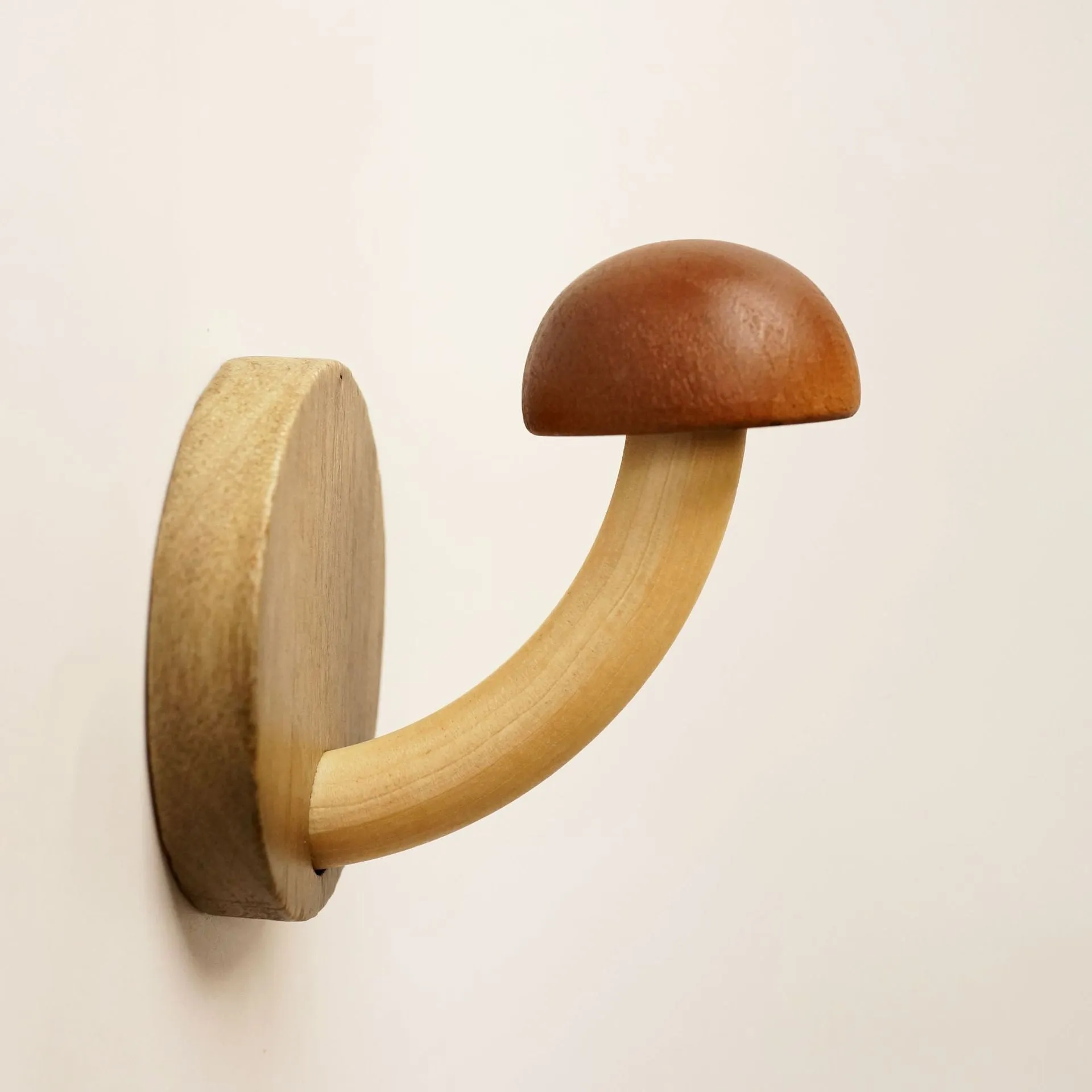 Creative Punch-free Wooden Mushroom Hat-and-coat Hook