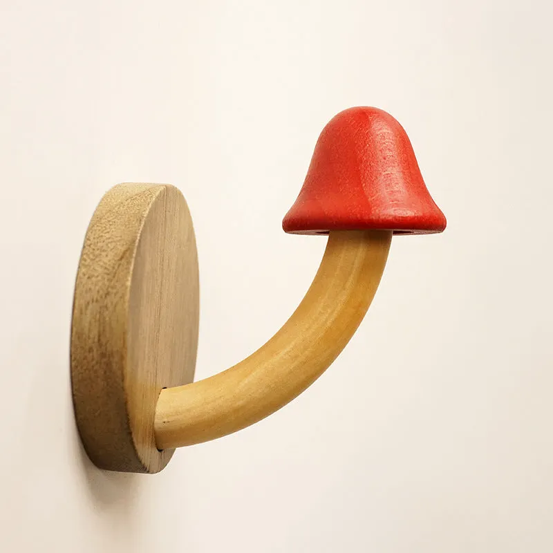 Creative Punch-free Wooden Mushroom Hat-and-coat Hook