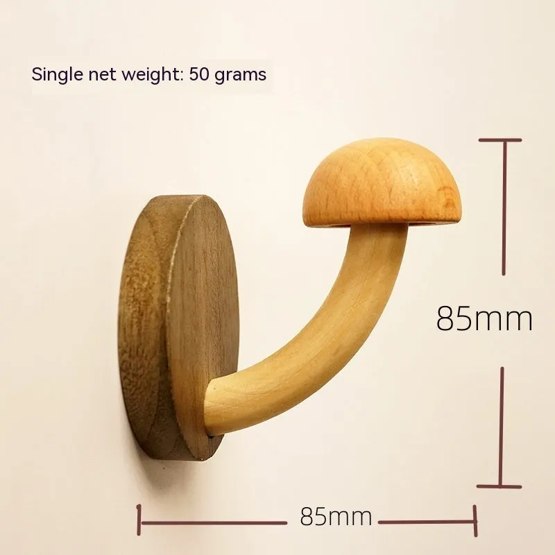Creative Punch-free Wooden Mushroom Hat-and-coat Hook