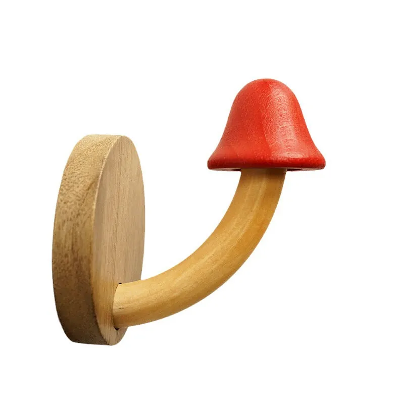 Creative Punch-free Wooden Mushroom Hat-and-coat Hook