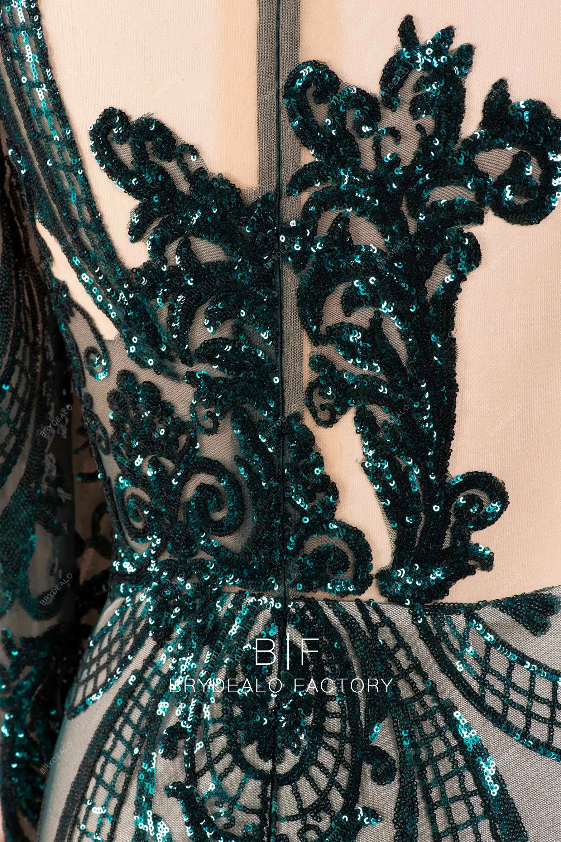 Dark Green One Sleeve Sparkly Sequin Mermaid Prom Dress