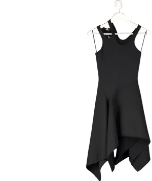 David Koma Black Asymmetric Drop Waist Swing Skirt Dress With Cut Out Shoulder Detail UK 6