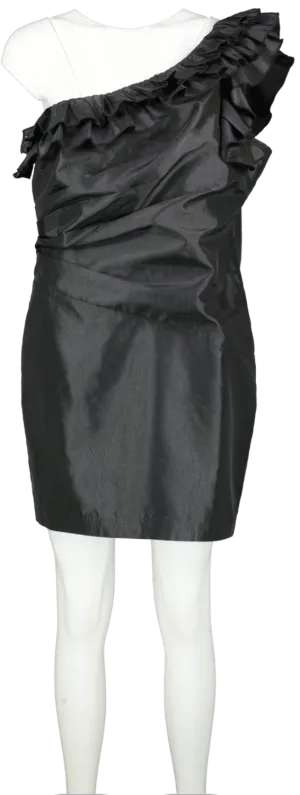 De La Vali Black Fiama Asymmetric Mini Dress UK 14