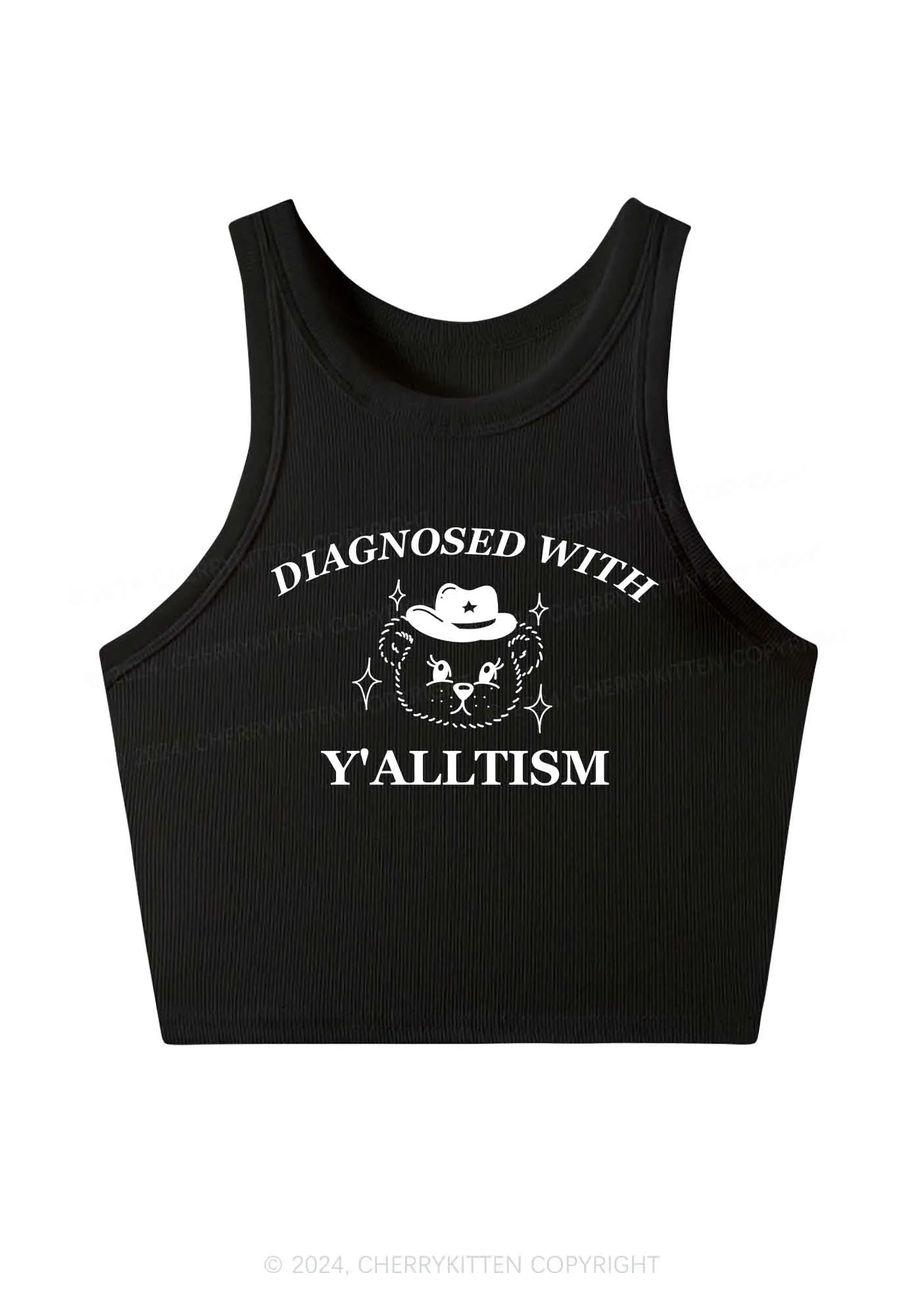 Diagnosed With Y'alltism Y2K Crop Tank Top Cherrykitten