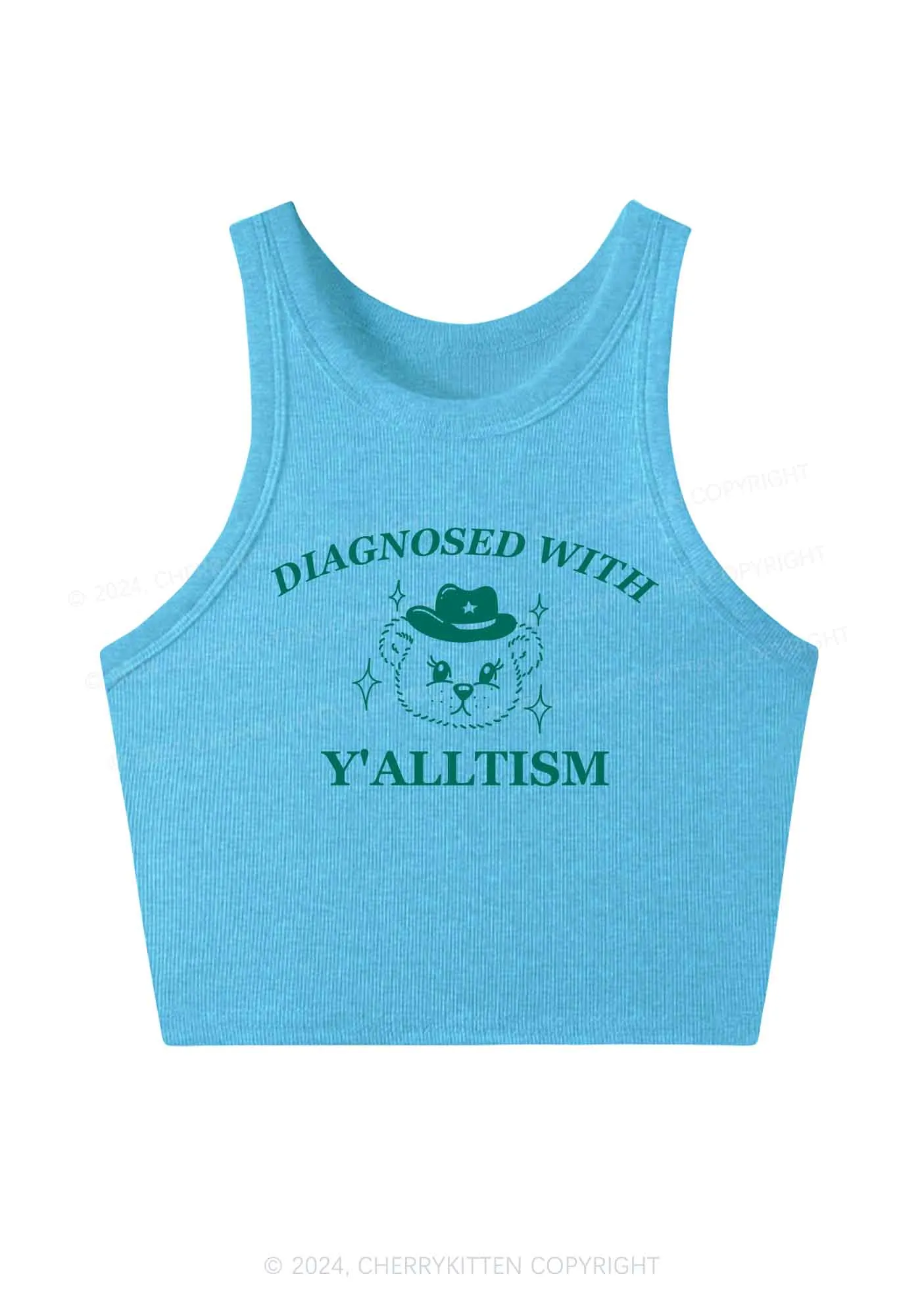 Diagnosed With Y'alltism Y2K Crop Tank Top Cherrykitten