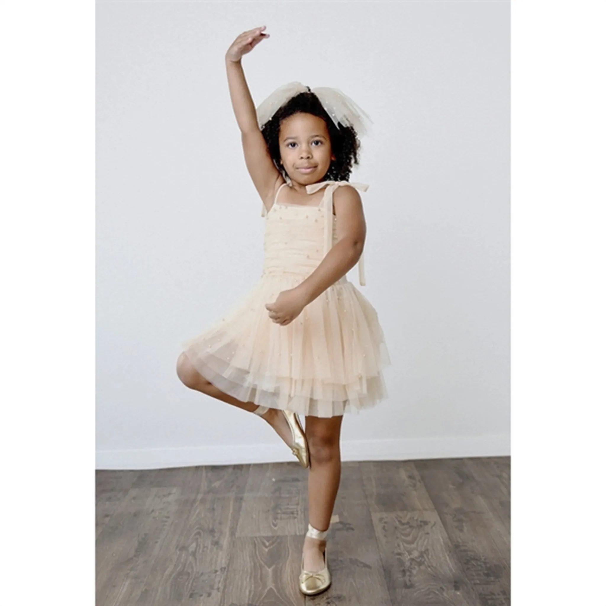 Dolly by Le Petit Tom Pearl Tulle Ballerina Dress Cream
