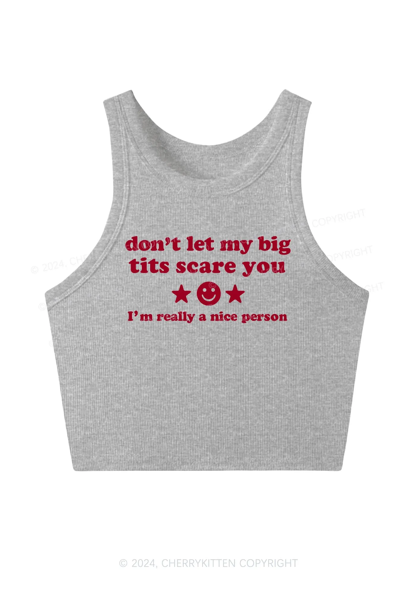 Don't Let My Big Txts Scare You Y2K Crop Tank Top Cherrykitten