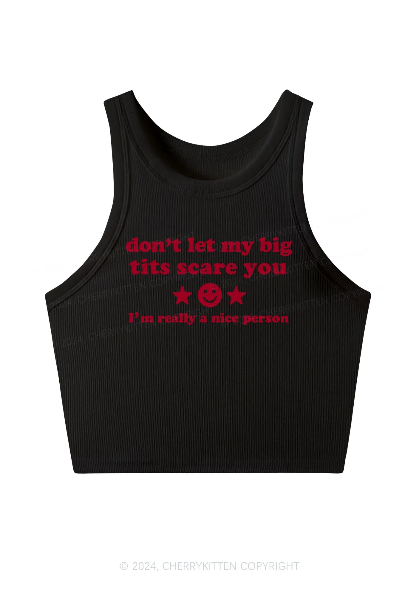 Don't Let My Big Txts Scare You Y2K Crop Tank Top Cherrykitten
