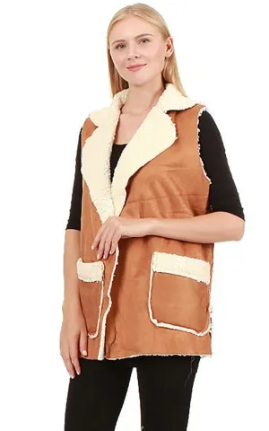 EAV8870 Camel Faux Shearing Vest