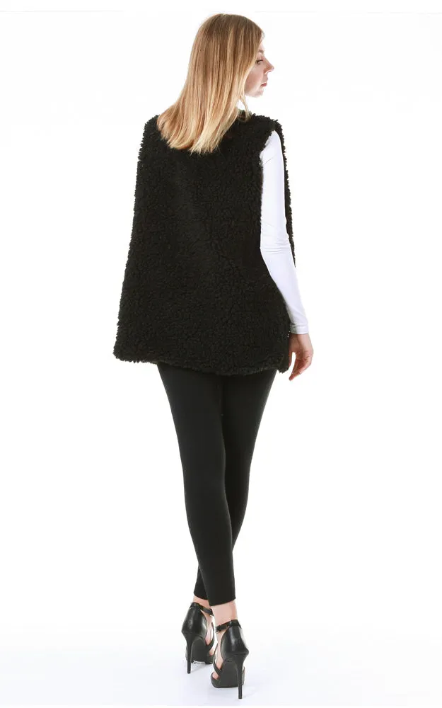 EAV9164 Black Faux Fur Shearing Vest