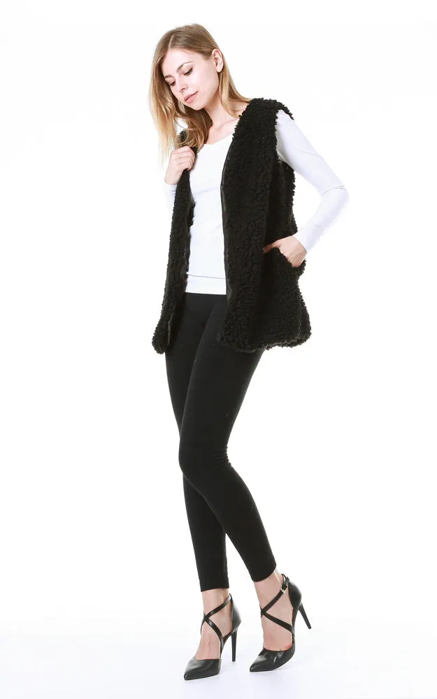 EAV9164 Black Faux Fur Shearing Vest