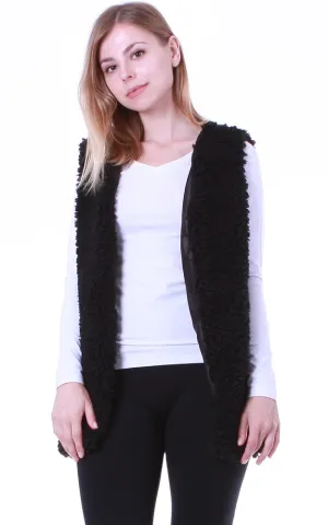 EAV9164 Black Faux Fur Shearing Vest