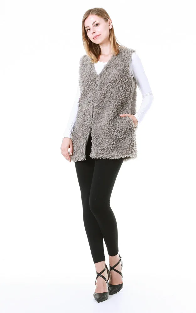 EAV9164 Grey Faux Fur Shearing Vest