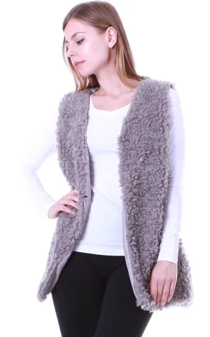 EAV9164 Grey Faux Fur Shearing Vest