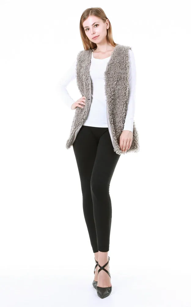 EAV9164 Grey Faux Fur Shearing Vest